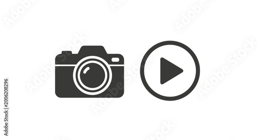 Schilderij op canvas Camera and play button icons.