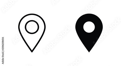 location marker icon set outline and filled styles