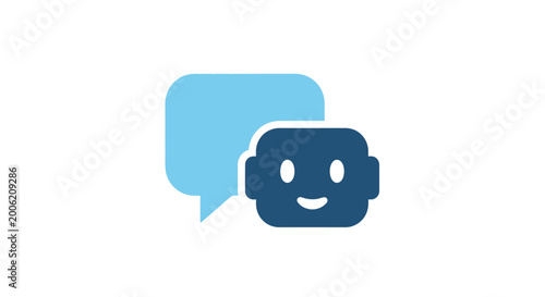 Chatbot with speech bubble icon.