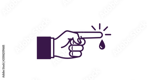 Tableau sur toile A simplified illustration depicts a hand pointing with a droplet falling from th