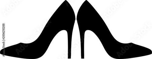 Elegant high heel shoes silhouette profile view