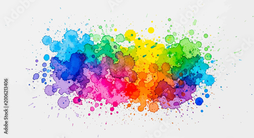 Photos Colorful paint splatters, vibrant rainbow inkblots, abstract colorful background