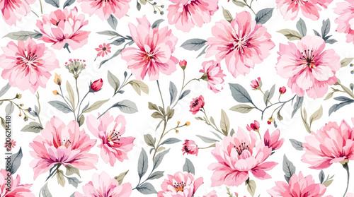 Watercolor floral border with soft romantic color palette