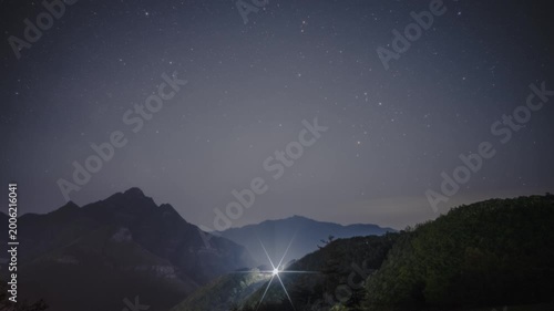 봉화 관창리 청량산 방향 은하수 HDR 타임랩스, 봄밤 암봉 너머 별빛 풍경