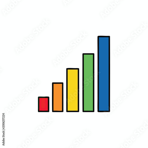 Colorful vertical bar graph icon representing increasing growth and data visualization. Free Download Colorful vertical bar graph icon representing increasing growth and data visualization. - GFXLoad