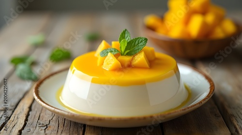 the mango panna cotta dessert is delicious