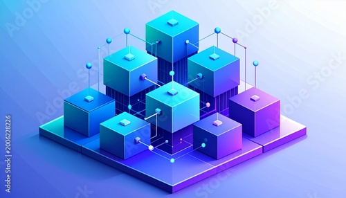 3d render of a building blocks,This visual symbolizes the concepts of blockchain technology, cloud data infrastructure, digital network architecture, and modern quantum computing systems. Suitable for