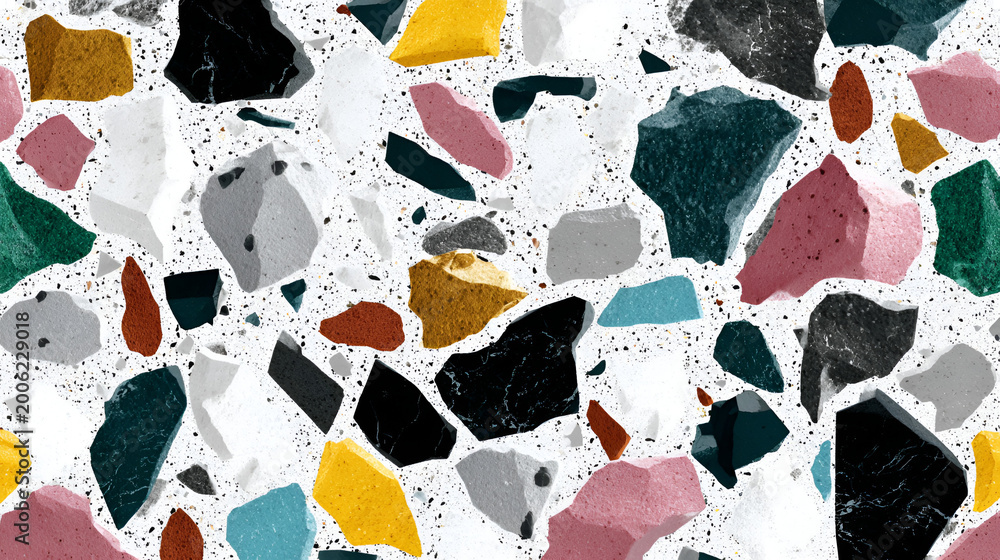Fototapeta premium terrazzo floor seamless pattern background, stone concrete texture surface for interior and exterior. Stock Illustration