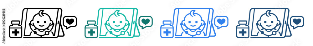 Obraz premium baby medical frame heart icon set on transparent background