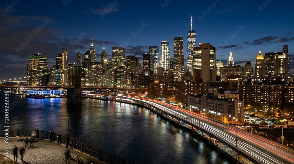 Obraz premium New York City Nighttime Skyline.