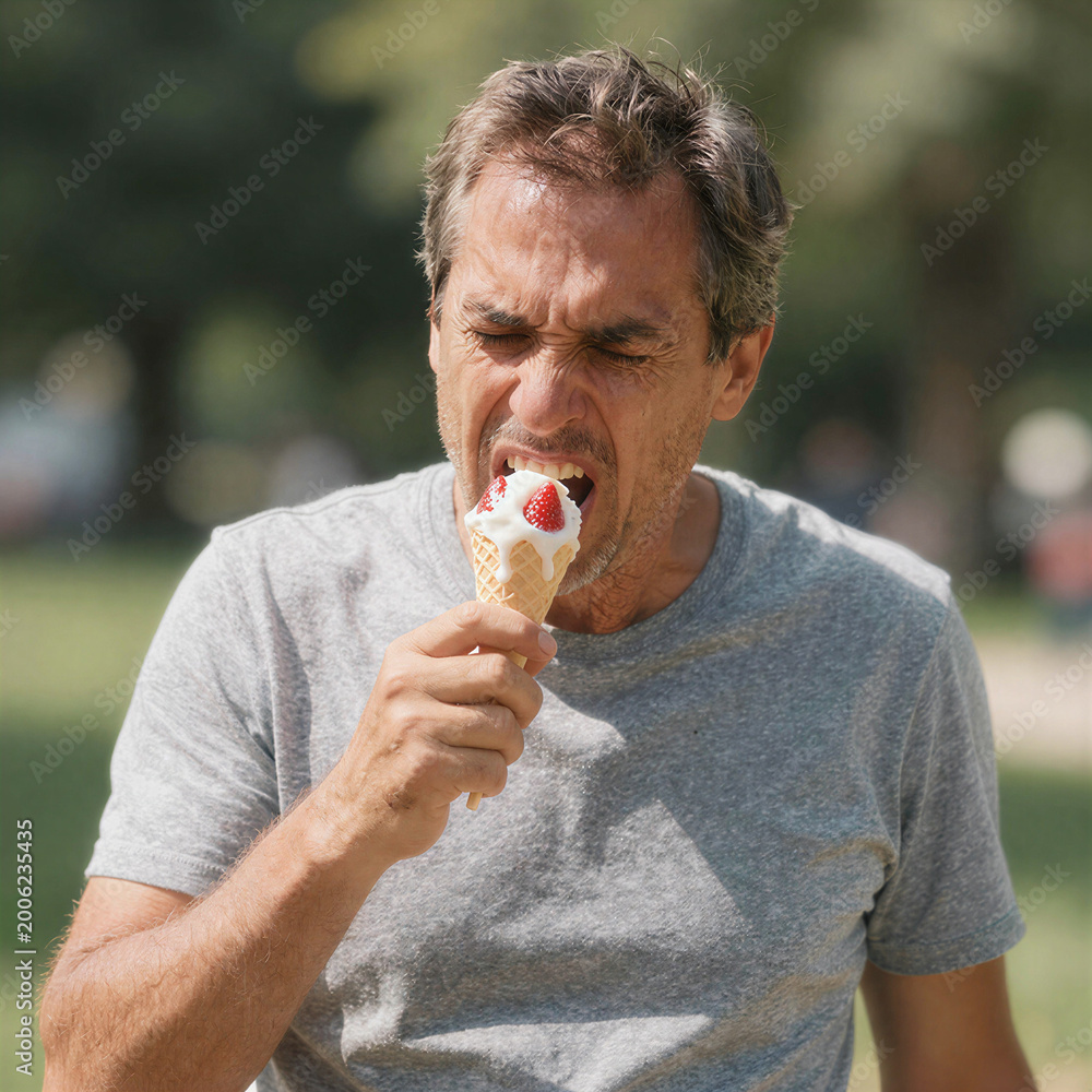 Fototapeta premium Sorbet jaw pain outdoors