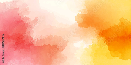 A vintage grunge art illustration of an abstract watercolor background featuring a colorful splash of pink, orange, and yellow fire ink paint patterns on old paper texture