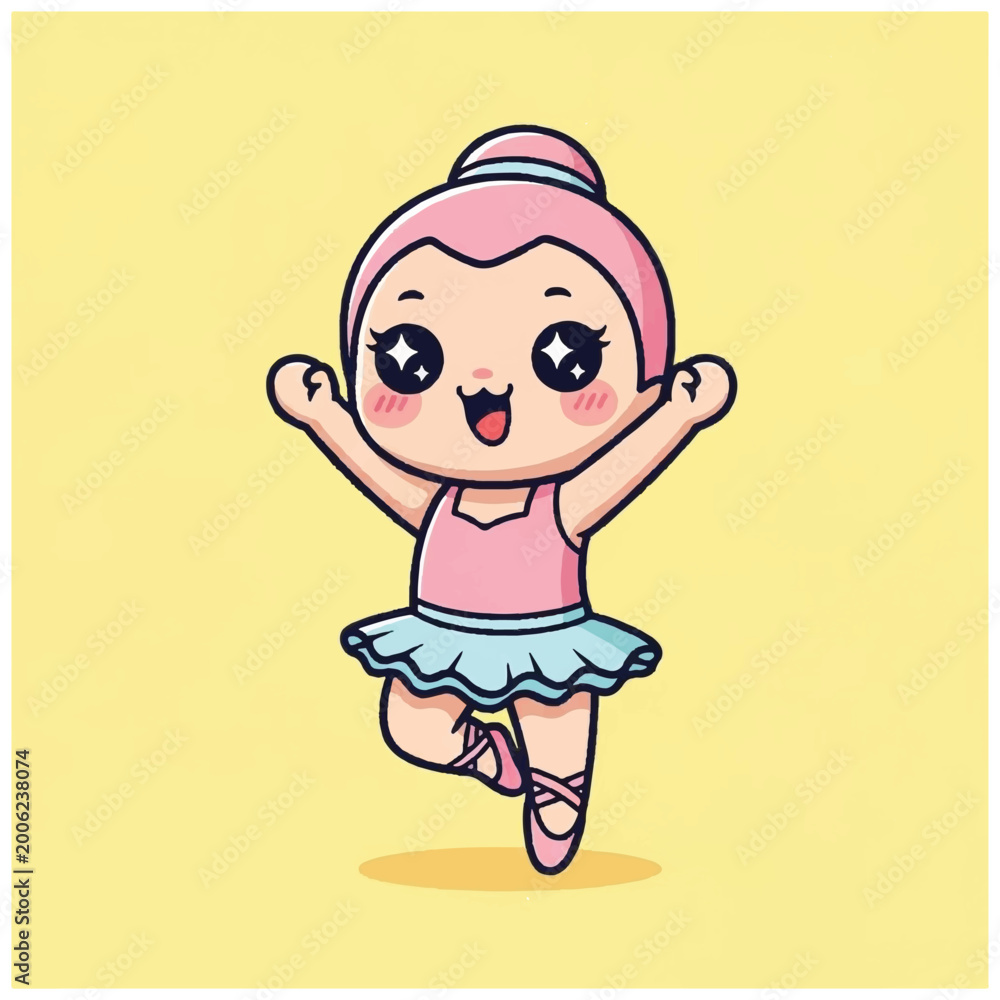 Fototapeta premium Cartoon little girl ballet dancer poses.
