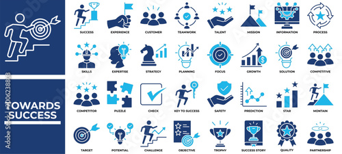 Quadro em tela Towards success icon set collection