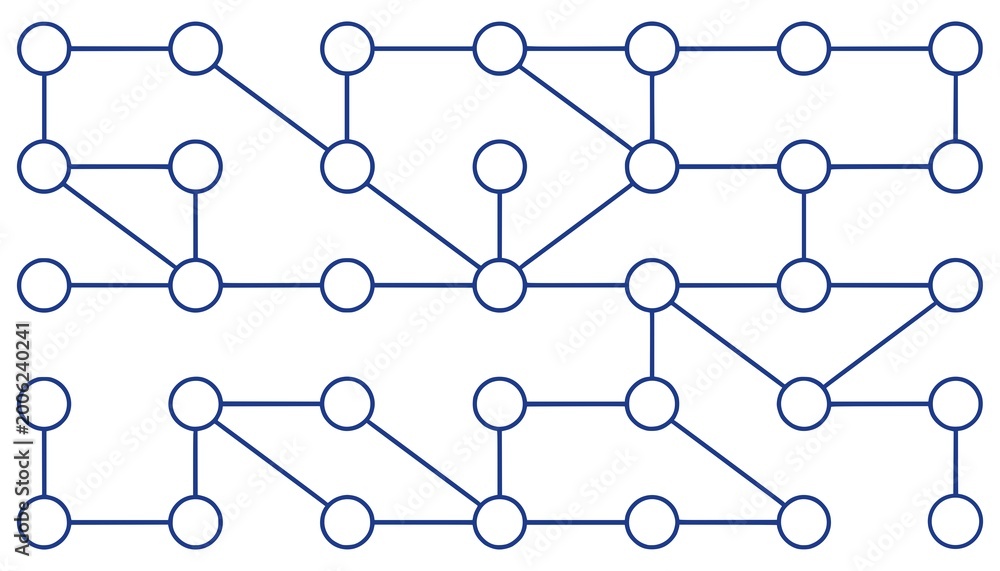 Naklejka premium Minimal network connection icon with simple nodes and links. Clean flat SVG design ideal for technology, data communication, and connectivity concepts.