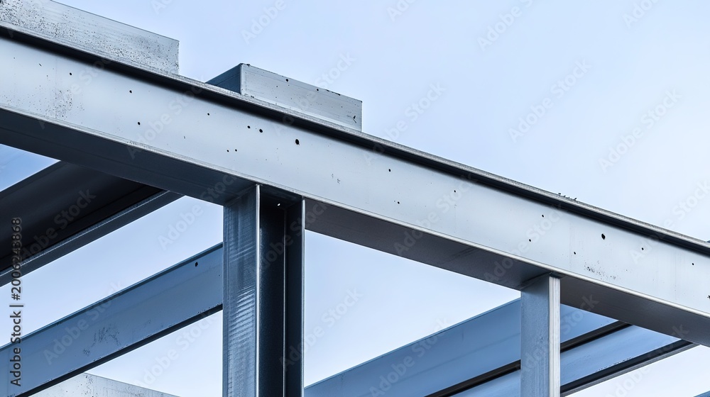 Fototapeta premium girder. Industrial steel structure under construction, architectural elements with clean lines. real-estate listings.