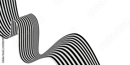Εκτύπωση καμβά Black on white abstract perspective line stripes with 3d dimensional effect isolated on white