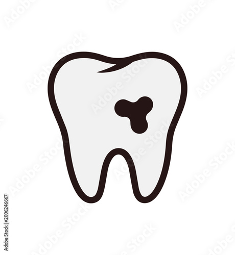 Tooth illustration with cavity medical healthcare dental concept