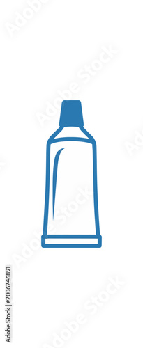 Toothpaste tube icon illustration white and blue isolated on black background