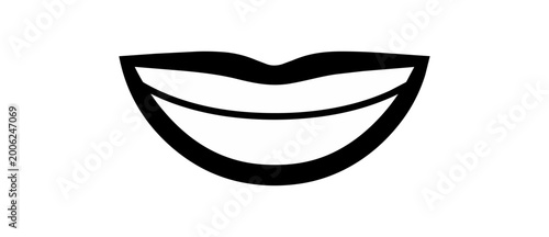 Smiling mouth illustration simple graphic on black backdrop