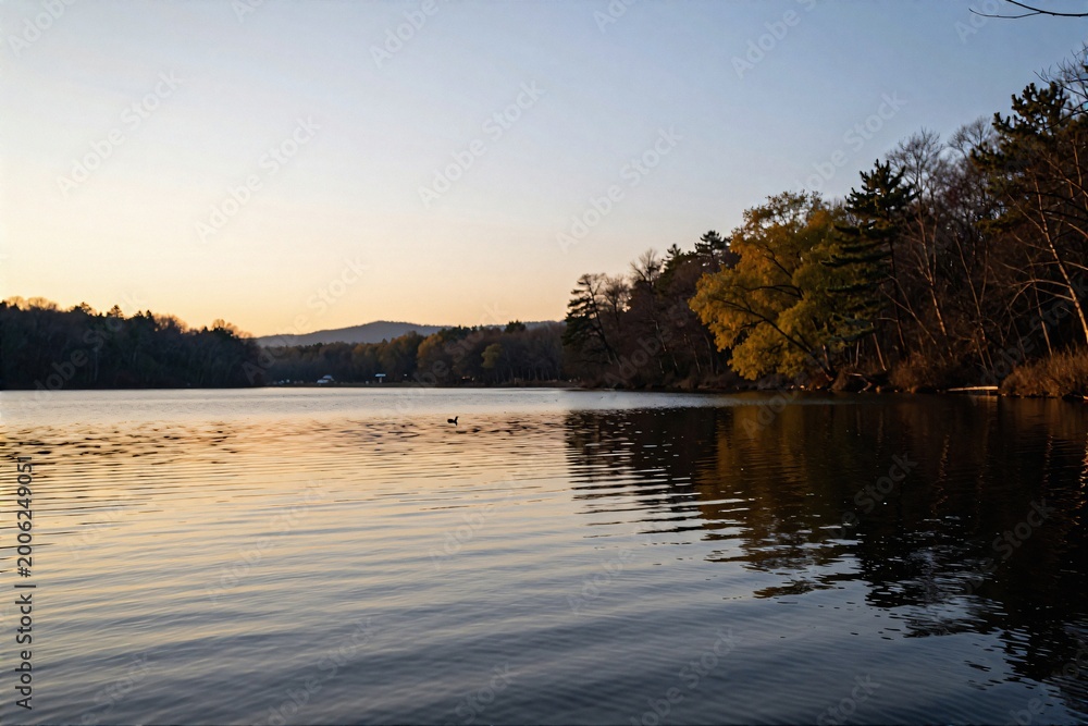 Obraz premium Spring lake, copy space