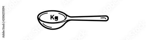 Kilogram measuring spoon icon isolated on black background