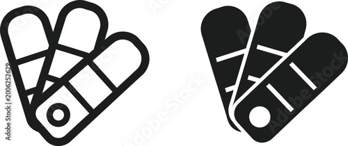 Foto Black and white color palette swatches icons for choosing interior paint shades