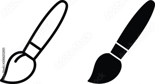 Bilde på lerret Two black paint brush icons representing painting tools for creative projects an