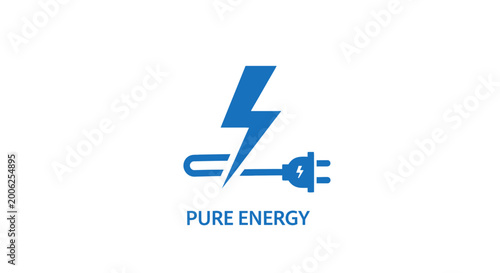 Blue minimalist energy logo with lightning bolt and electric plug