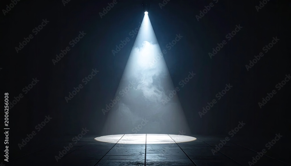Obraz premium Dramatic spotlight illuminates floor in darkened space with atmospheric effect