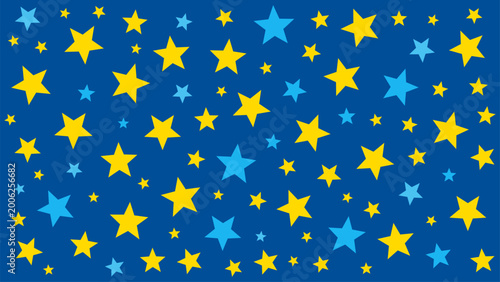 Abstract Star Pattern on Blue Background. Vector seamless texture for interior, decorative, banner, cover, card.