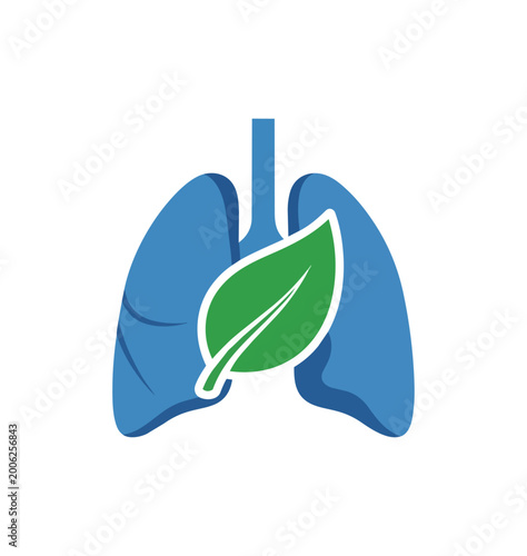 Respiratory system depicted with leaf symbol concept