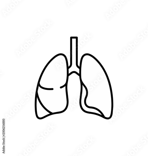 Human lungs anatomy icon against black background