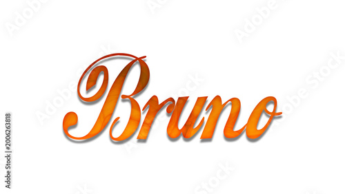 Fényképezés 3D fire text effect of name Bruno on white background.