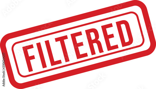 Foto Filtered stamp a red rectangular seal with the word 'filtered' inside