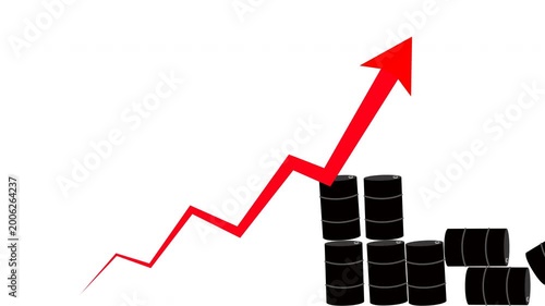 Oil Market Price Increase Footage with Rising Trend Arrow and Energy Cost Pressure for Business and News Media