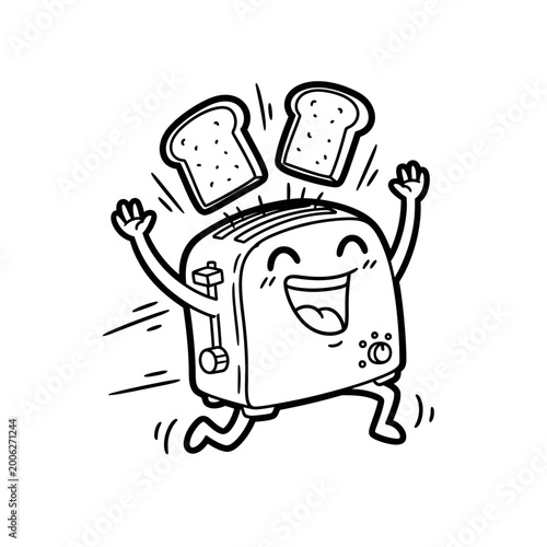 Fotografía Happy Toaster Character with Toast