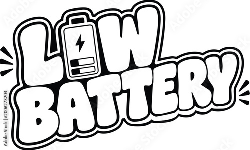 Schilderij op canvas Digital artwork of a low battery message design, conveying a sense of depletion and the need for power