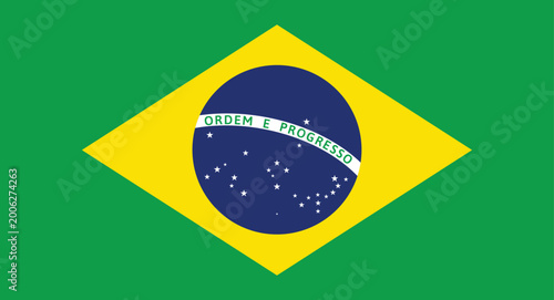 Tableau sur toile Brazil Flag Official National Banner Brazilian Country Symbol Flat Vector Illust