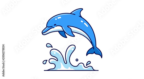 Tableau sur toile Blue dolphin jumping out water.