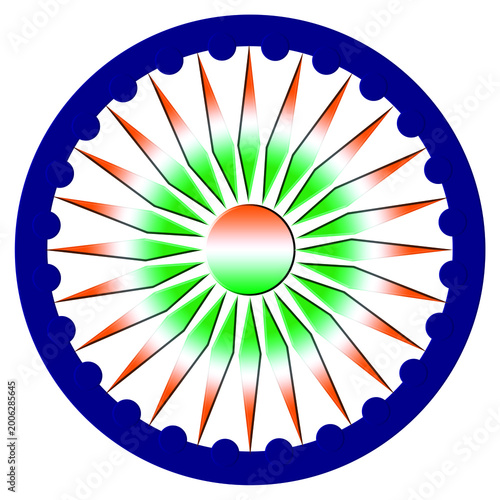 Billede på lærred Ashok Chakra with tricolour with Sarnath Lion Capital on it 72x72 inch 150 resol