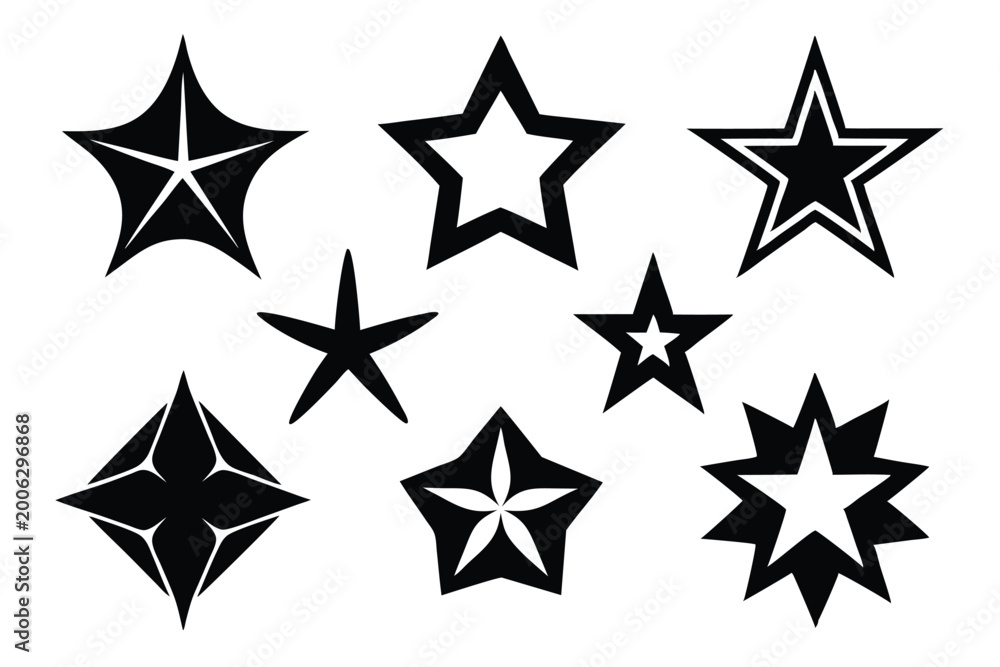 Obraz premium star shapes collection silhouette line art vector illustration