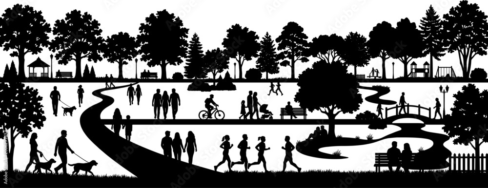 Obraz premium Public recreation people enjoy the city park
