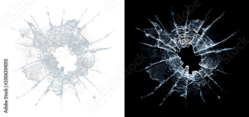 Bilde på lerret Glass shards with crack texture isolated on white