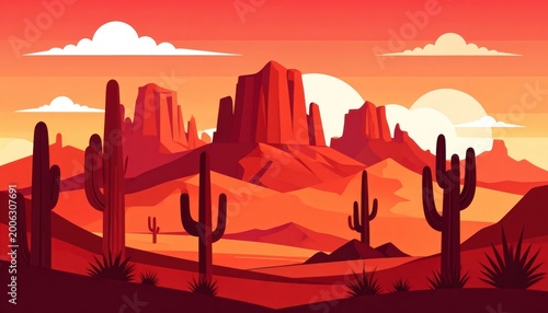 Crimson expanse, sculpted by ancient winds and sunlit peaks.