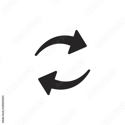 Free Download Black reload icon with curved arrows for web interface. - GFXLoad