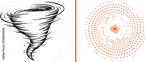 Bild auf Leinwand Tornado and dotted spiral vector illustrations
