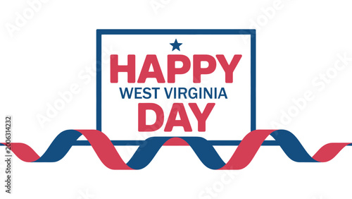 Bilde på lerret happy west virginia day patriotic typography design with ribbon wave and stars,