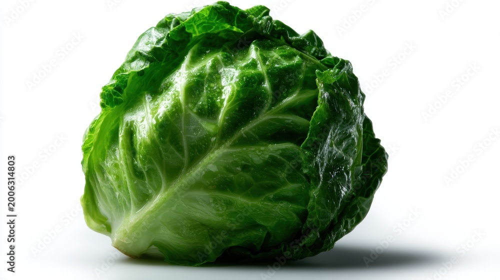 Fototapeta premium A crisp and vibrant head of romaine lettuce sits against a minimalist background, symbolizing health, freshness, and the importance of nutrition in a balanced diet.