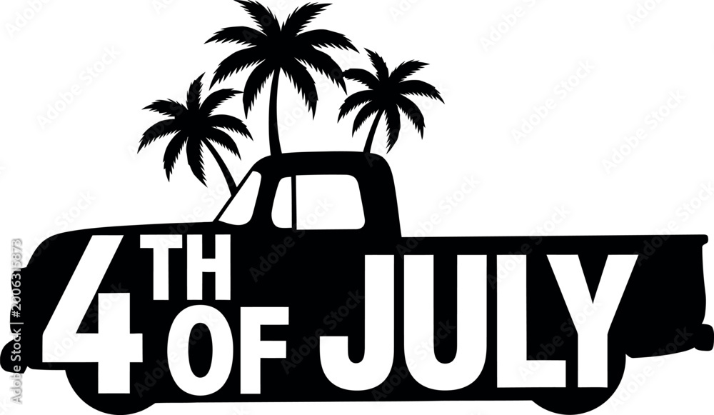 Obraz premium Independence day celebration 4th of july silhouette with palm trees truck
